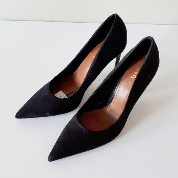 *Sold* NWT Zara black faux suede tortoise shell high heels, 42 - Picture 2 of 11